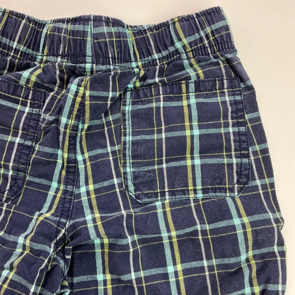 Gymboree Navy Blue Plaid Shorts Kids Size 8 Cotton Elastic Waist Drawstring